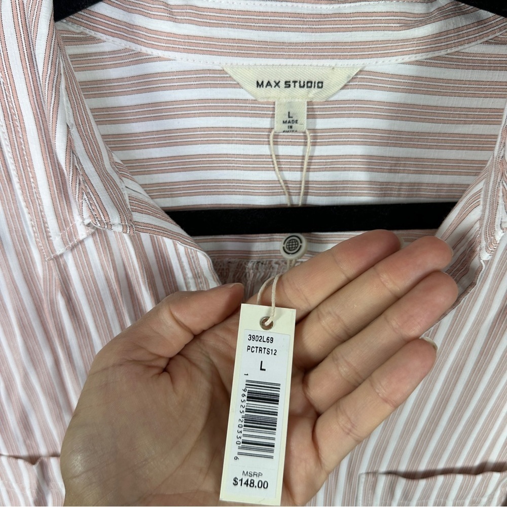 NWT Max Studio Striped Midi Short Sleeve Dress sz L - Picture 5 of 5